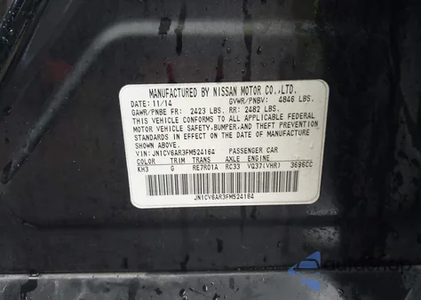 2015 Infiniti Q40 z USA, uszkodzony, nr VIN JN1CV6AR3FM524164